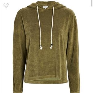 DONNI. Terrycloth olive green hoodie